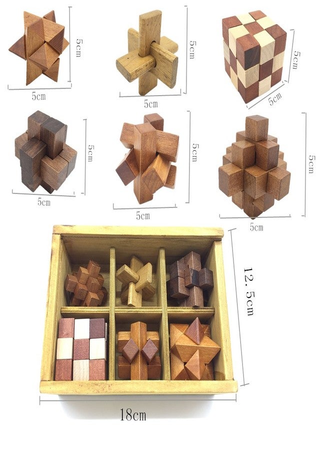 Guaishou 6-in-One 3D Luxury Wooden Brain Puzzle Teaser Kongming Lock for Teens and Adults Includes Storage Box - Image 2